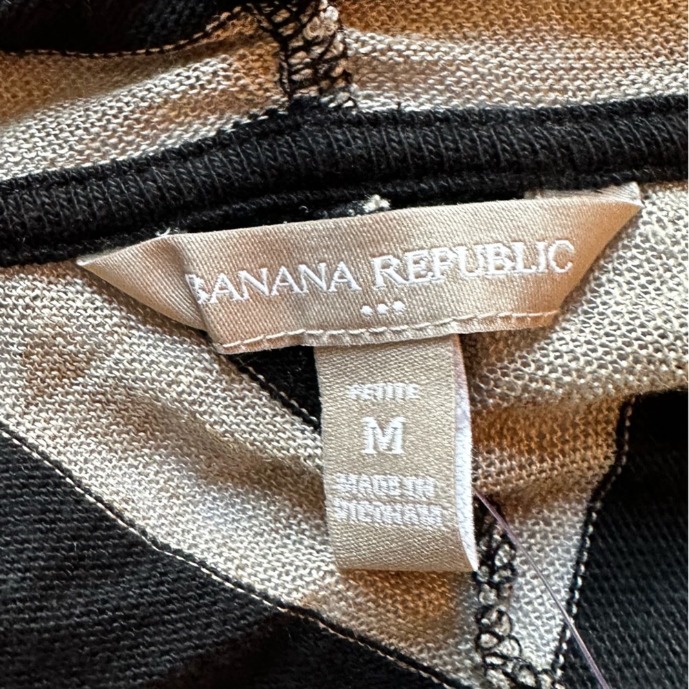 Banana Republic linen and cotton shrug, petite medium, black and tan stripe - Picture 7 of 8
